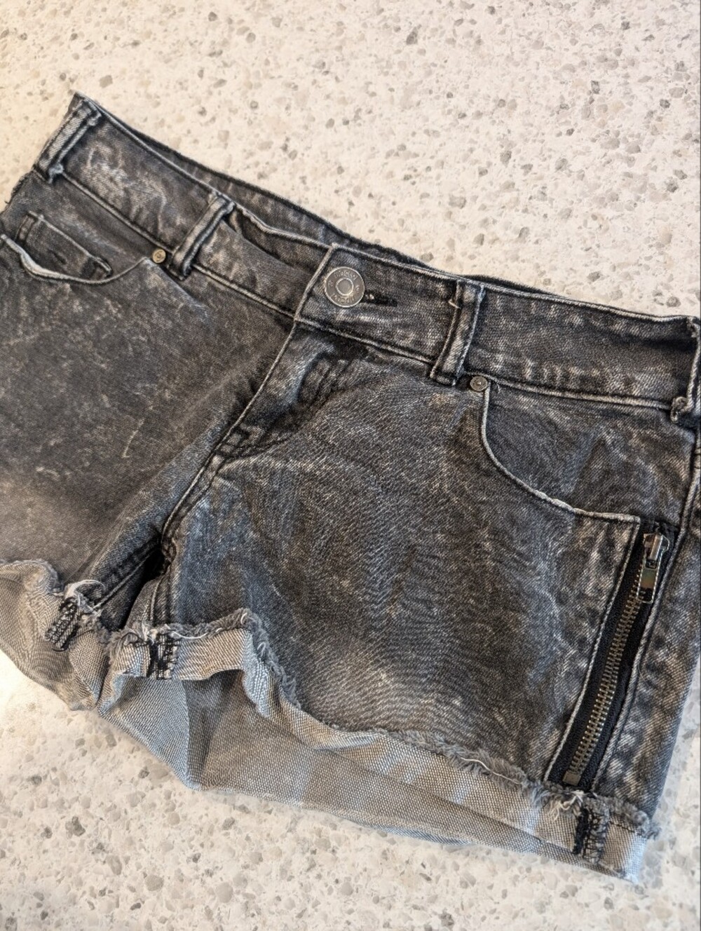 Retro Ripcurl Small Jean Shorts Low Rise Acid Wash Grey Denim Streetwear Boho